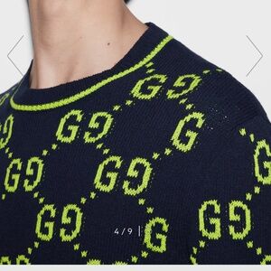 Men's Navy and Green GG Sweater